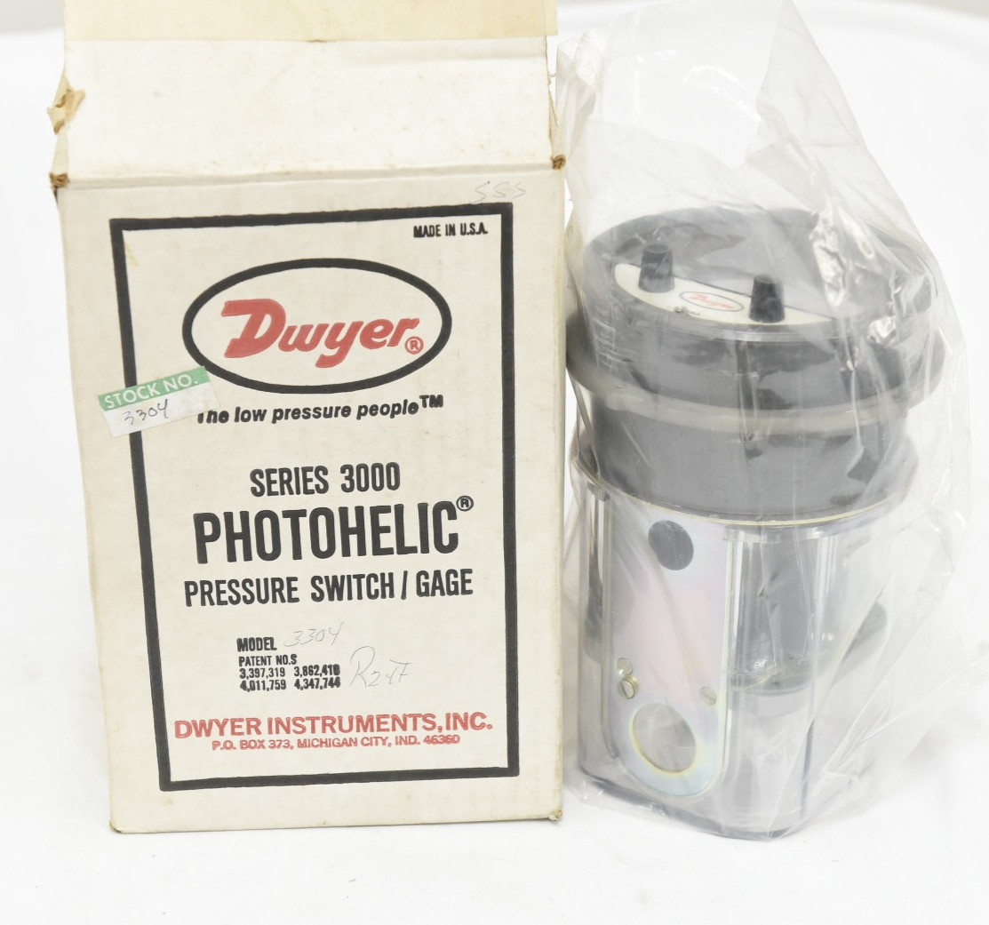 Dwyer Photohelic Pressure Switch/Gage 3304 -2 to 2in of Water