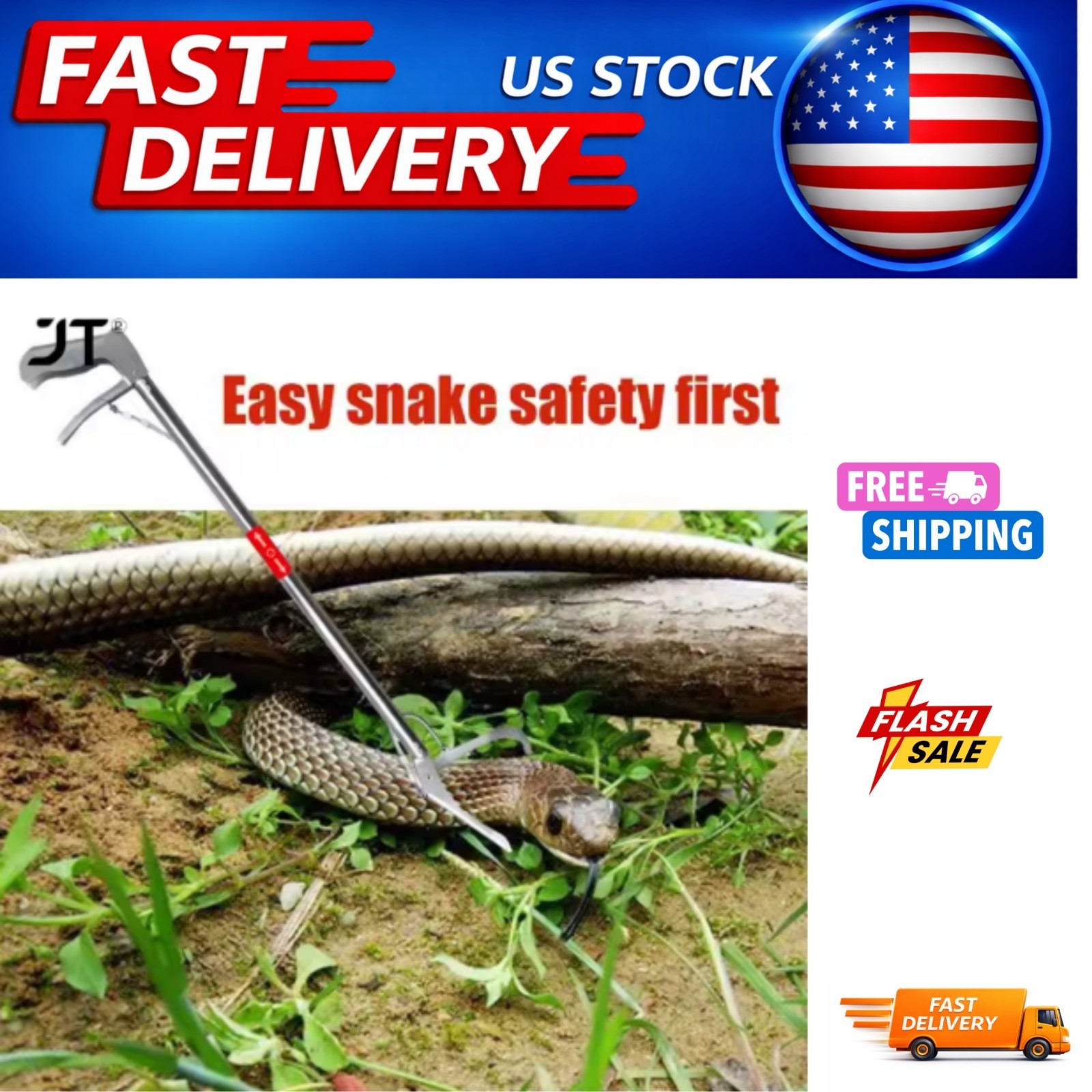 1.2m Foldable Snake Tongs Stick Easy Reach Pick Up Tool Foldable Garbage Clip