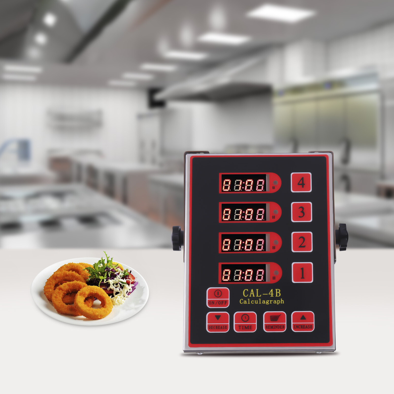 4 Channels Commercial Kitchen Timers Restaurant Timer Loud Red Stainless Steel！