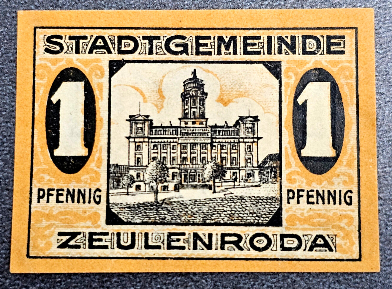 ZEULENRODA NOTGELD 1 PFENNIG 1920 EMERGENCY MONEY GERMANY BANKNOTE (33615)