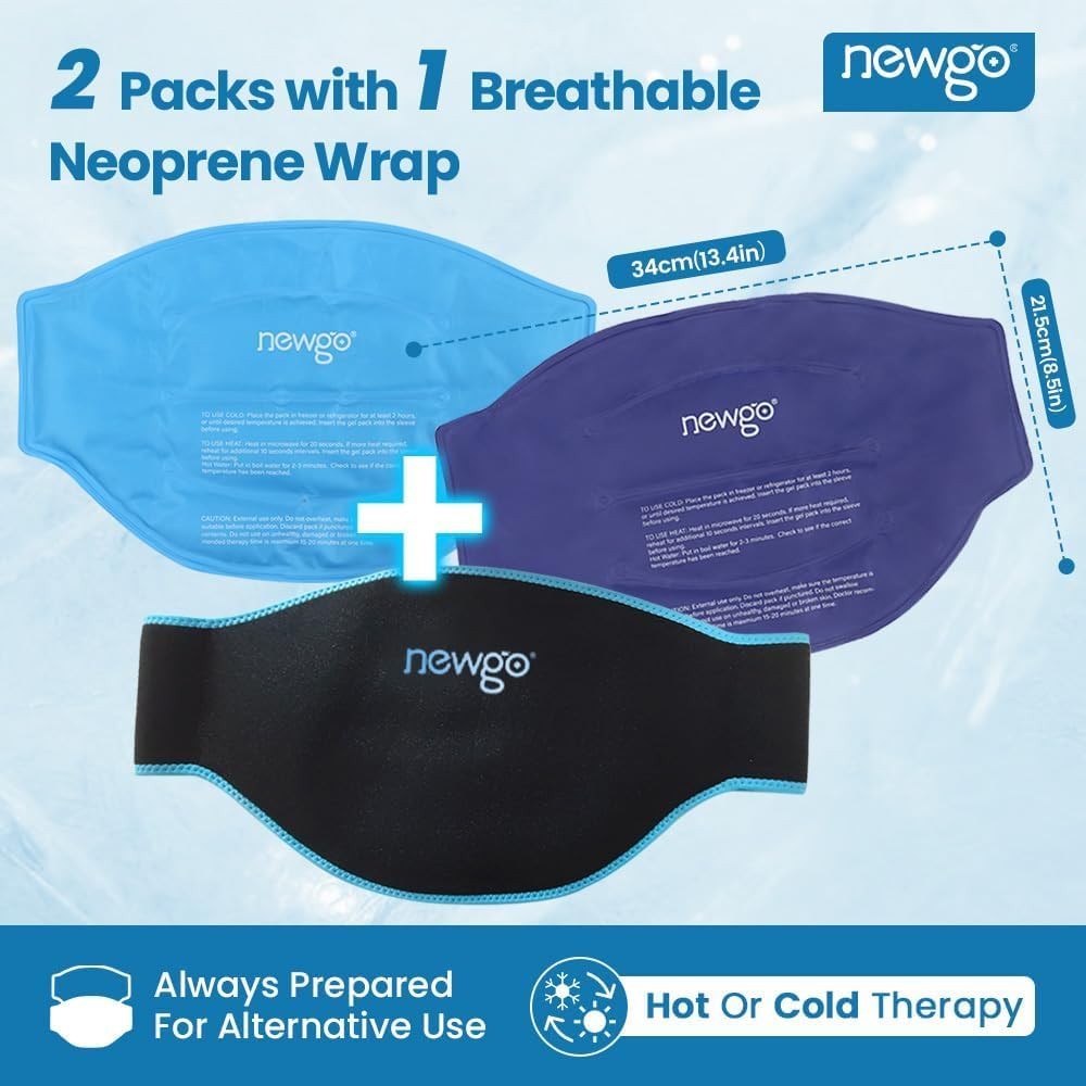 Gel Ice Pack for Back Injuries and Pain Relief, 2 Pack Lower Back Ice Pack Wrap