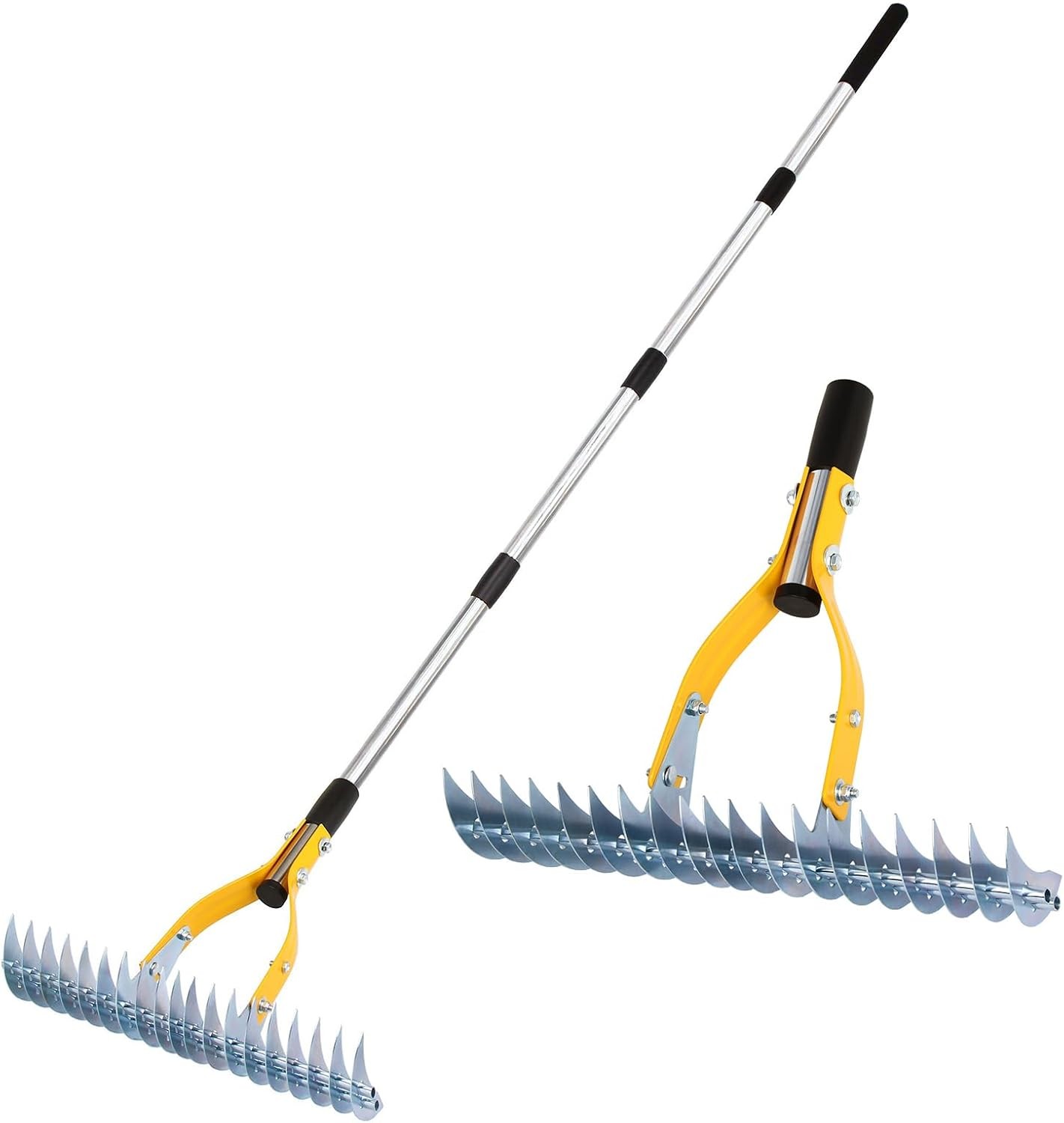 Thatch Rake 15 Inch Wide Efficient Dethatcher Rake for Cleaning Dead Grass