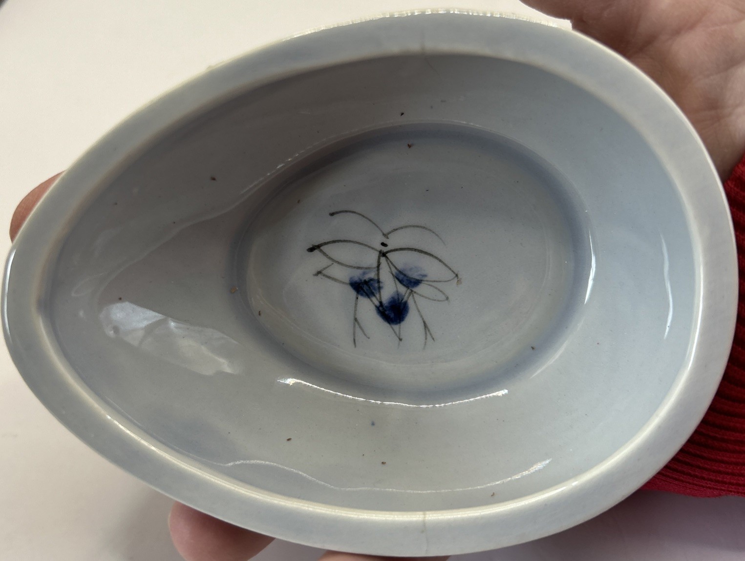 Handpainted Ceramic egg with grapes trinket box