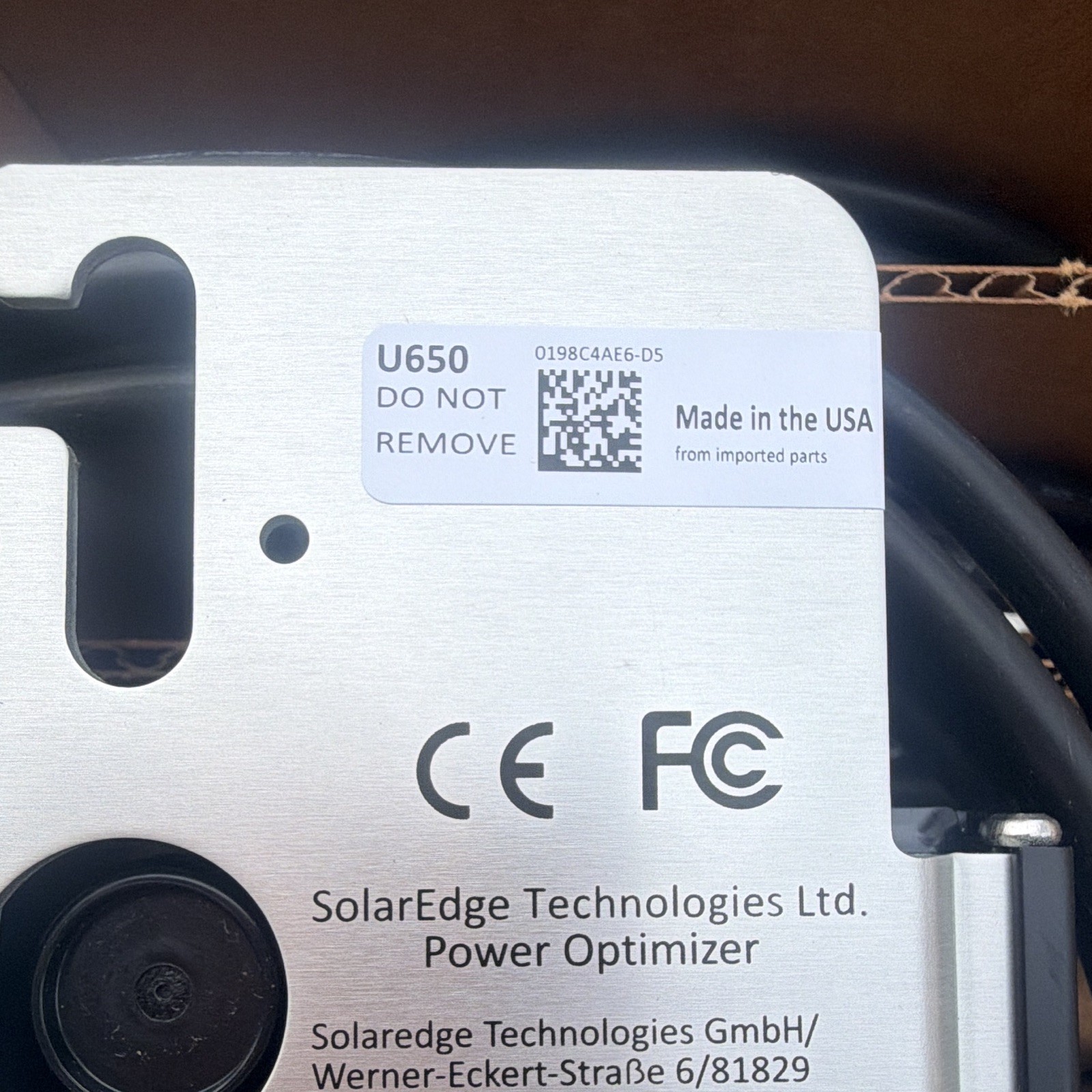 18- SolarEdge U650 Power Optimizer 650W MPPT DC 15A MC4 Silver/Black
