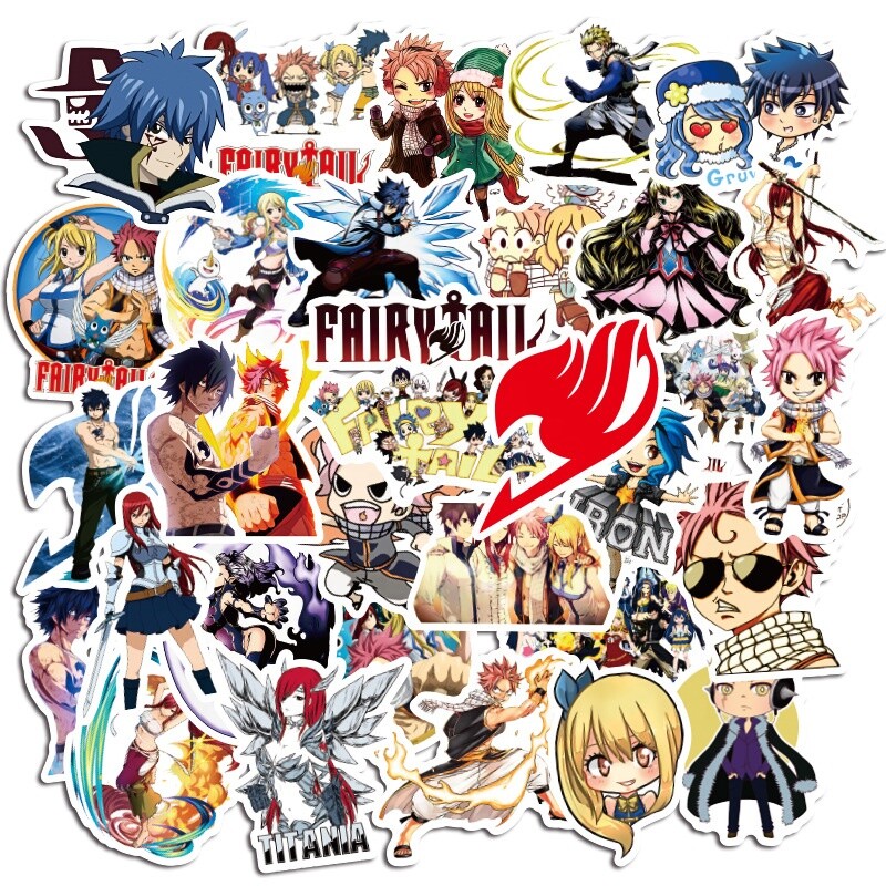 Fairy Tail Anime Natsu Lucy Gray Erza Stickers Random 10 PCS - No Duplicates