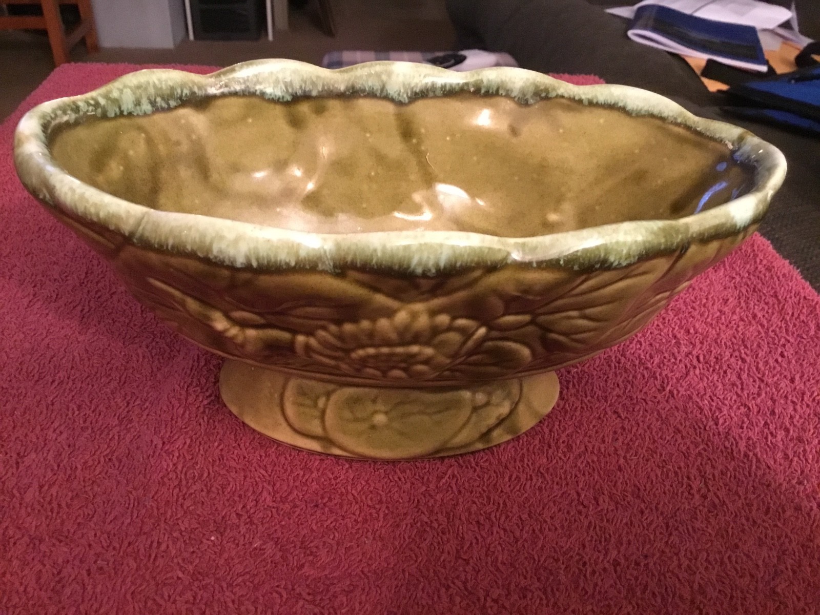 Olive Green Oval Shaped Planter