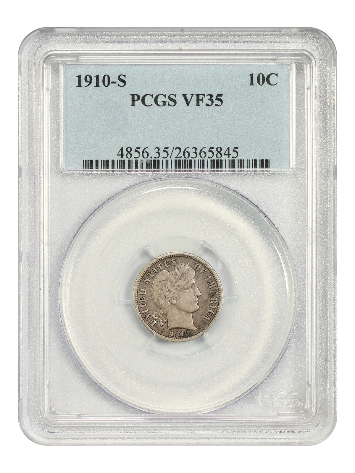 1910-S 10C PCGS VF35 - Barber Dime