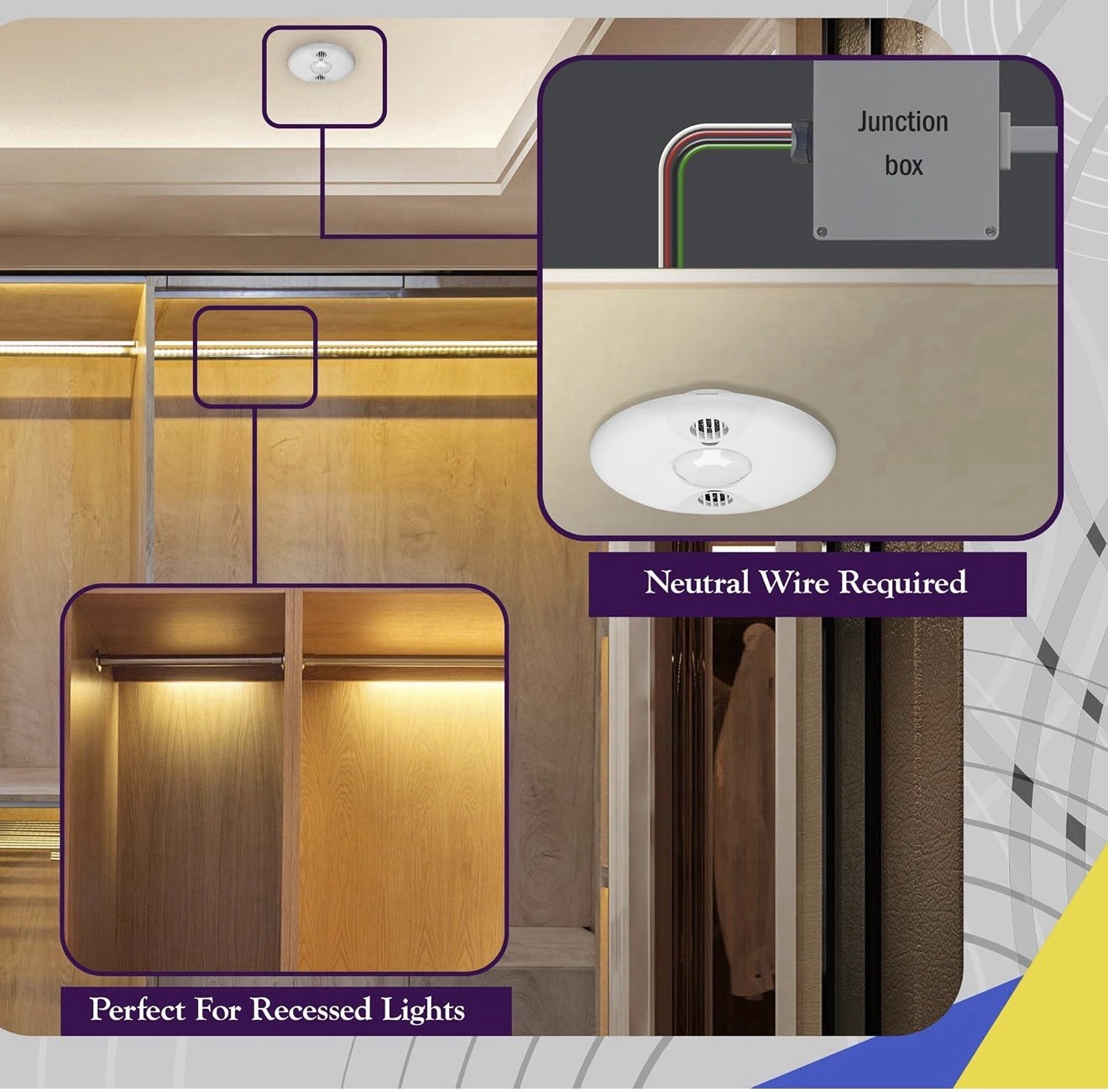 ENERLITES MDC-50V Dual-Technology Occupancy Ceiling Sensor, 360°, 120V NEW