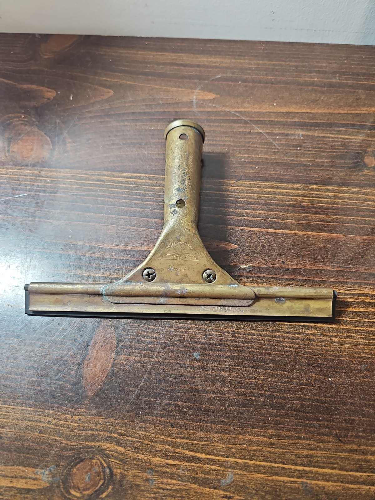 Vintage Complete Solid Brass Ettore Master Squeegee 7.5” Wide Hard To Find Rare
