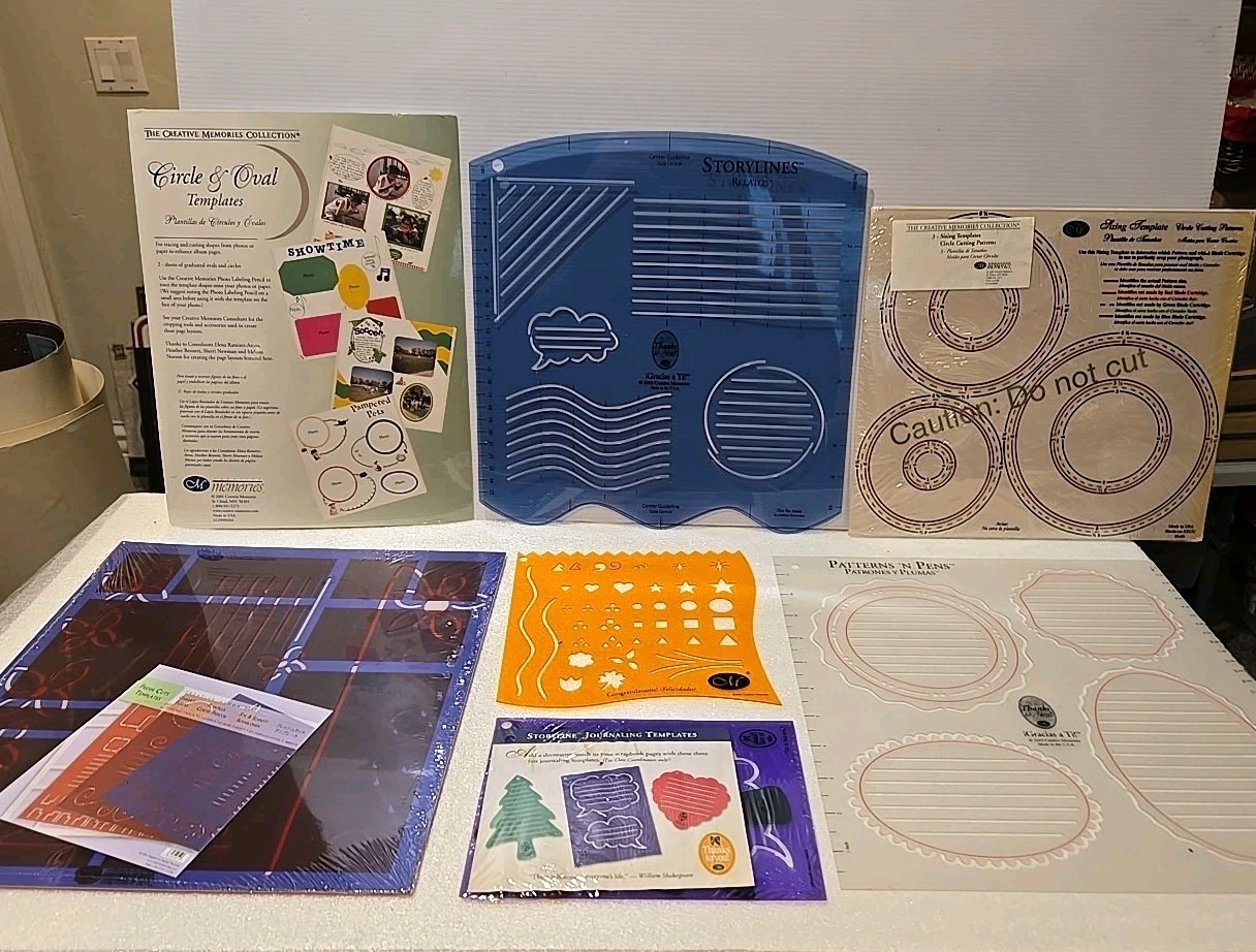 Creative Memories, Lot of 13 Sizing & Cutting Templates - 6 Packs, 13 Templates