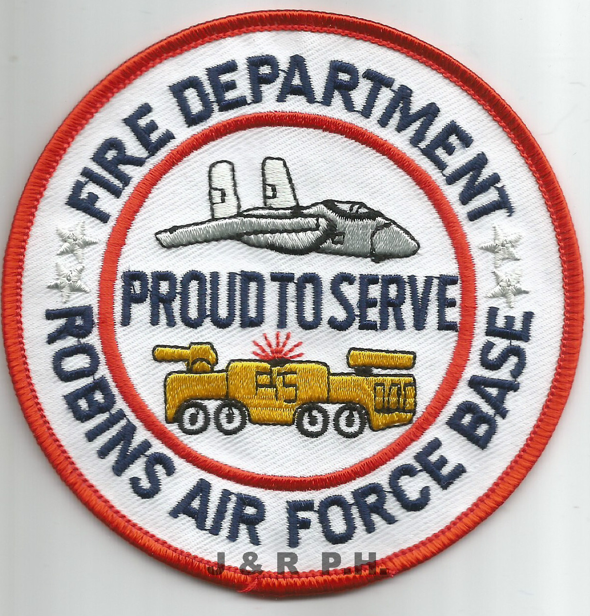 Robins  A.F.B., Georgia  "Proud to Serve"   (4" round size)  fire patch