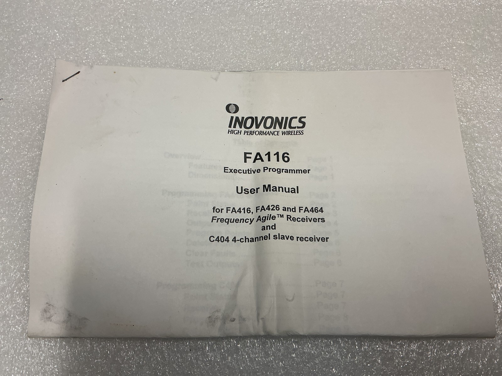 Inovonics FA116 Executive Programmer