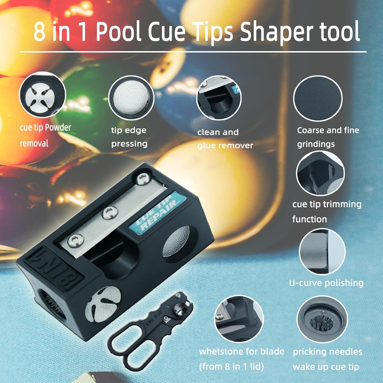 38PCS Pool Cue Tips Replacement Kit, 13mm Pool Stick Tips Replacement Kit Bil...