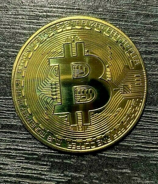 BTC Challenge Coin Souvenir Gold Plated Collectible Bitcoin Coin w/Case USA Ship