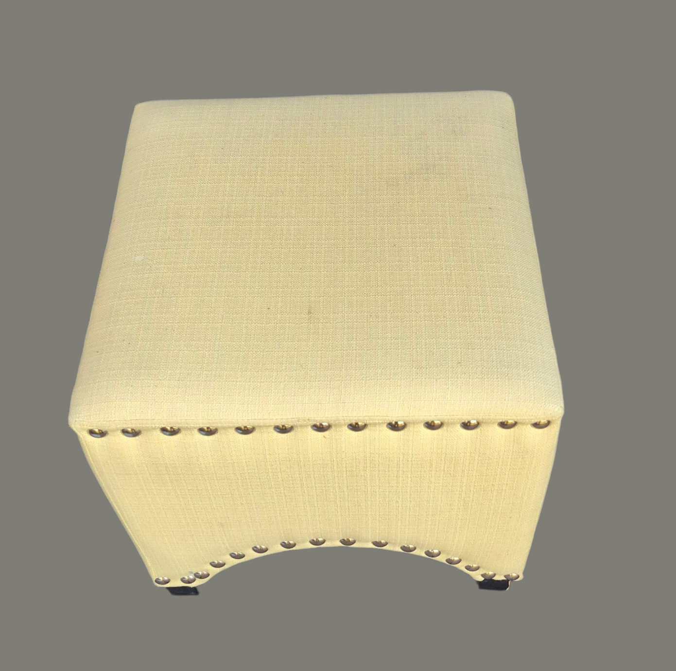 Vintage Yellow Fabric Upholstered Ottoman Stool
