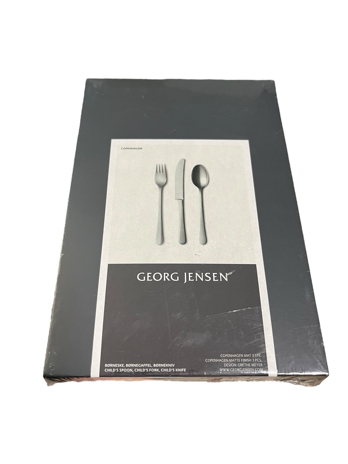 GEORG JENSEN Child’s Cutlery Flatware Set 3 Piece COPENHAGEN By Grethe Meyer NEW