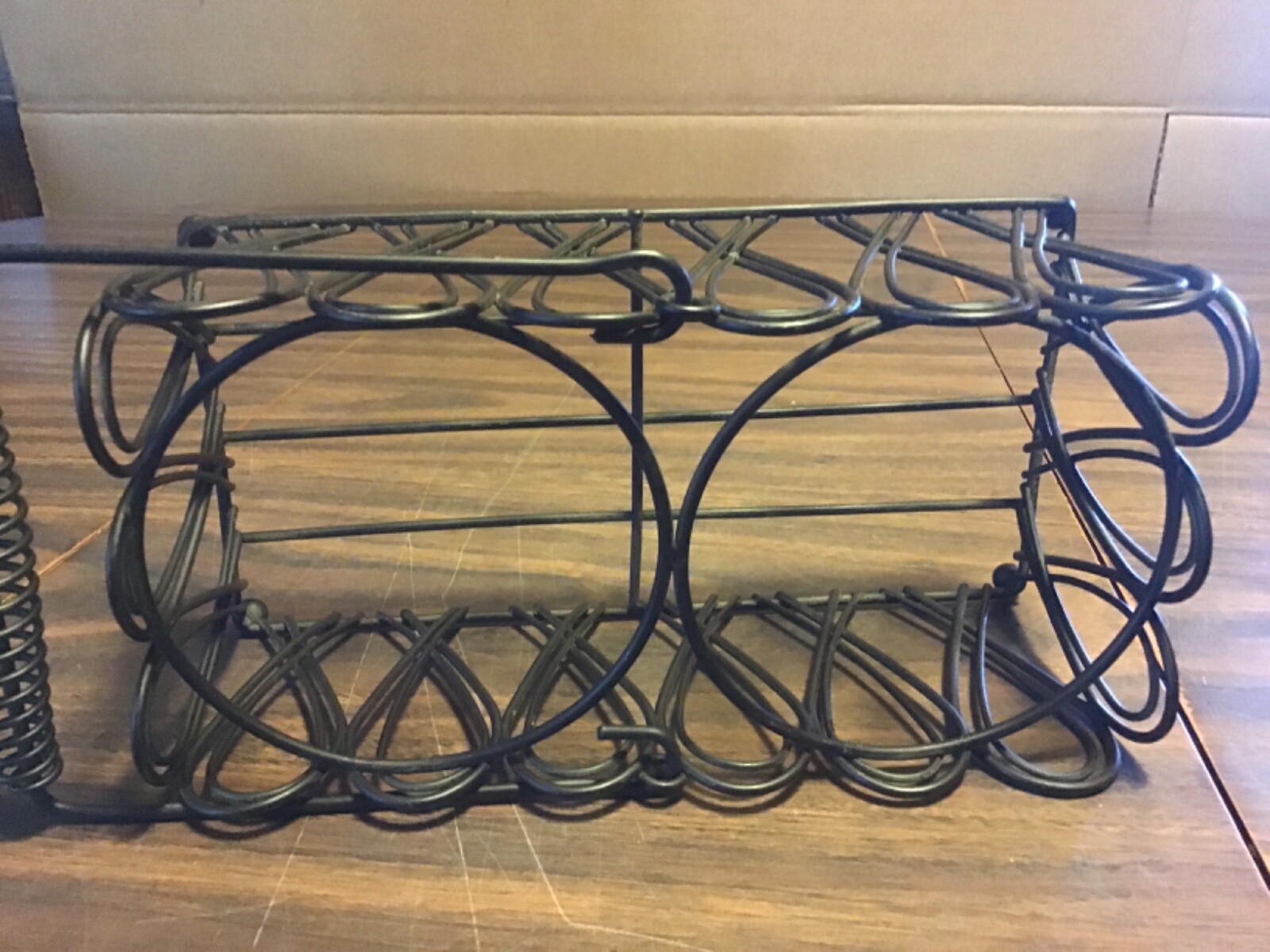 Vintage Small Metal Wire Rectangular Basket W/ Handle Bottles Small Pots