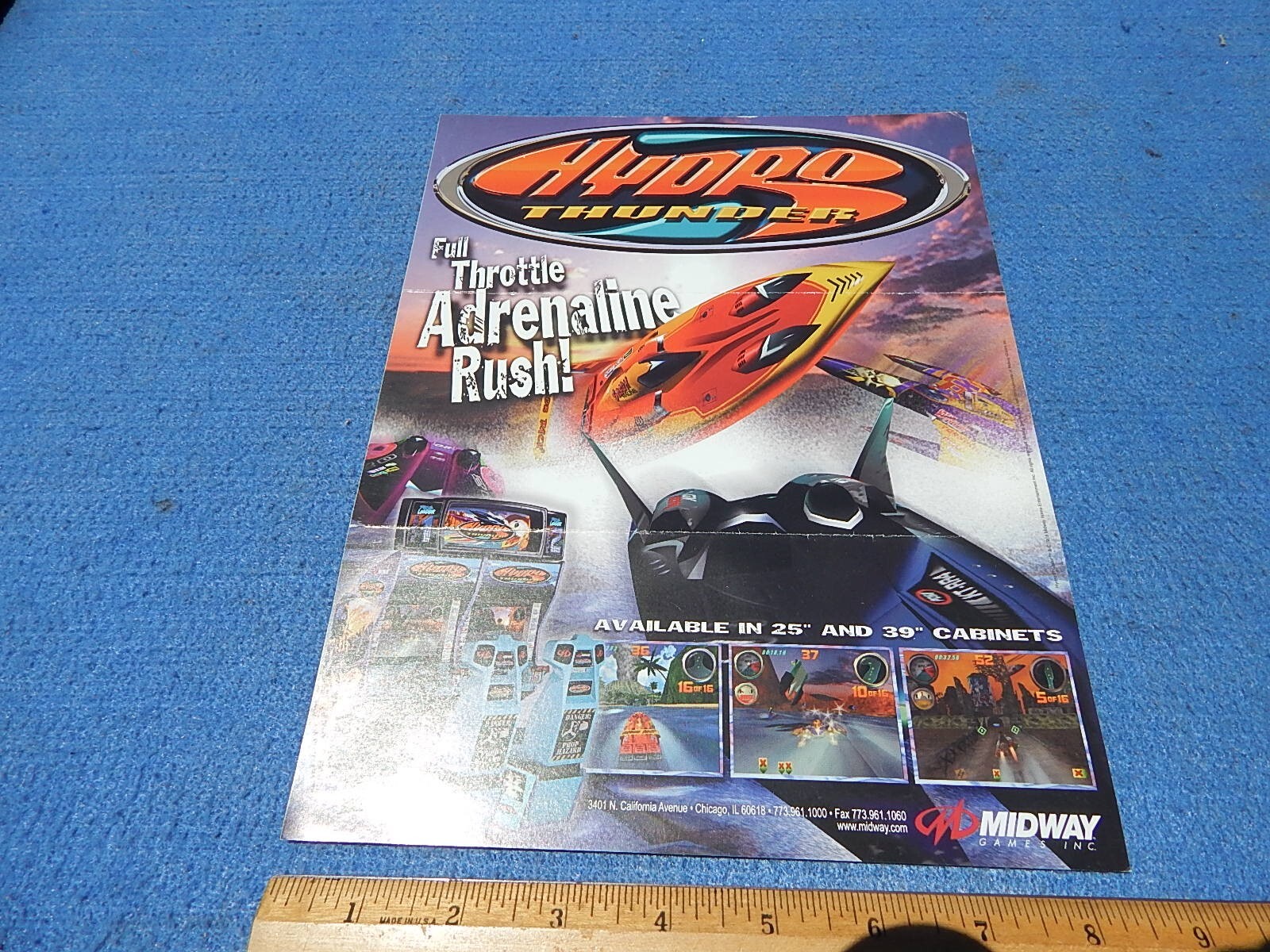 1999 Midway HYDRO THUNDER video game advertising flyer