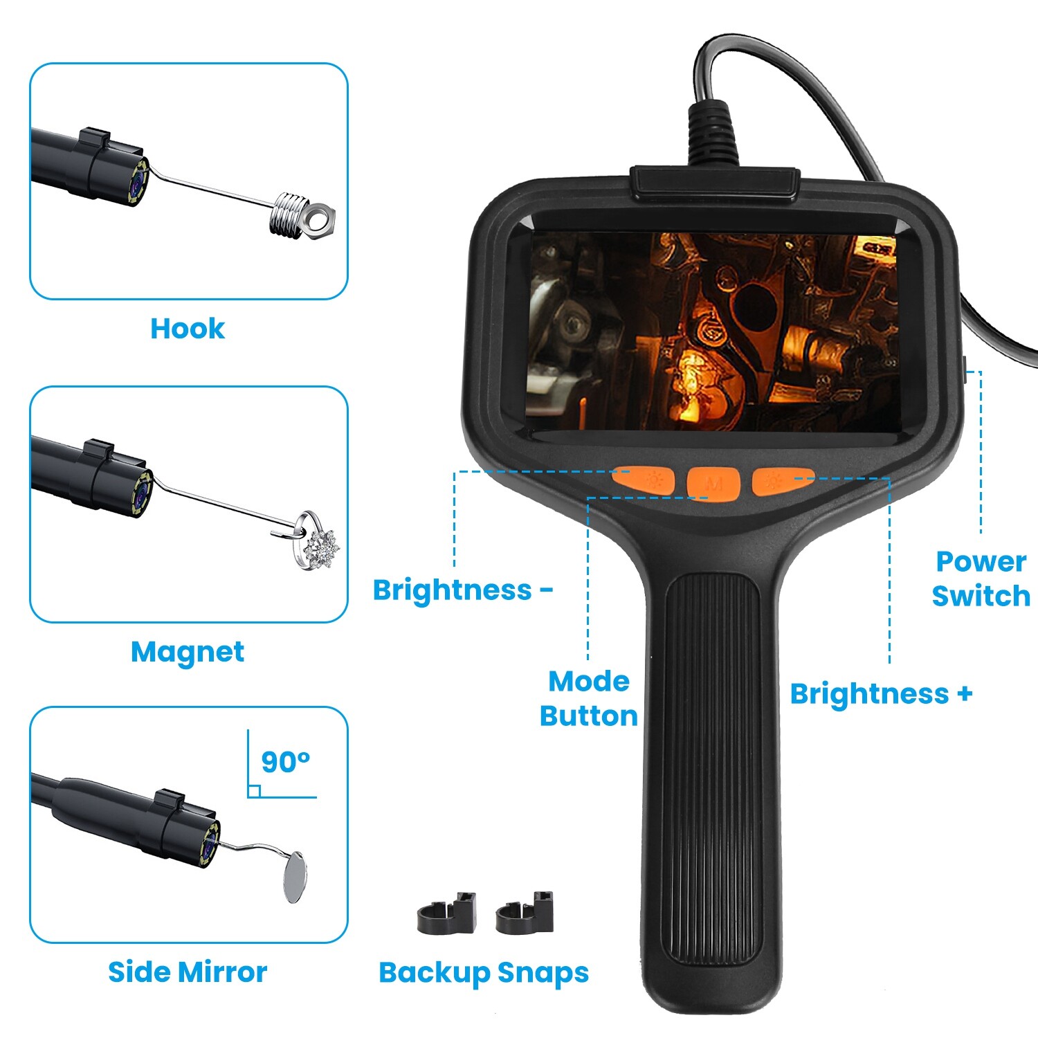 4.3in Inspection Camera Articulating Borescope Endoscope Camera Plumbing Tool