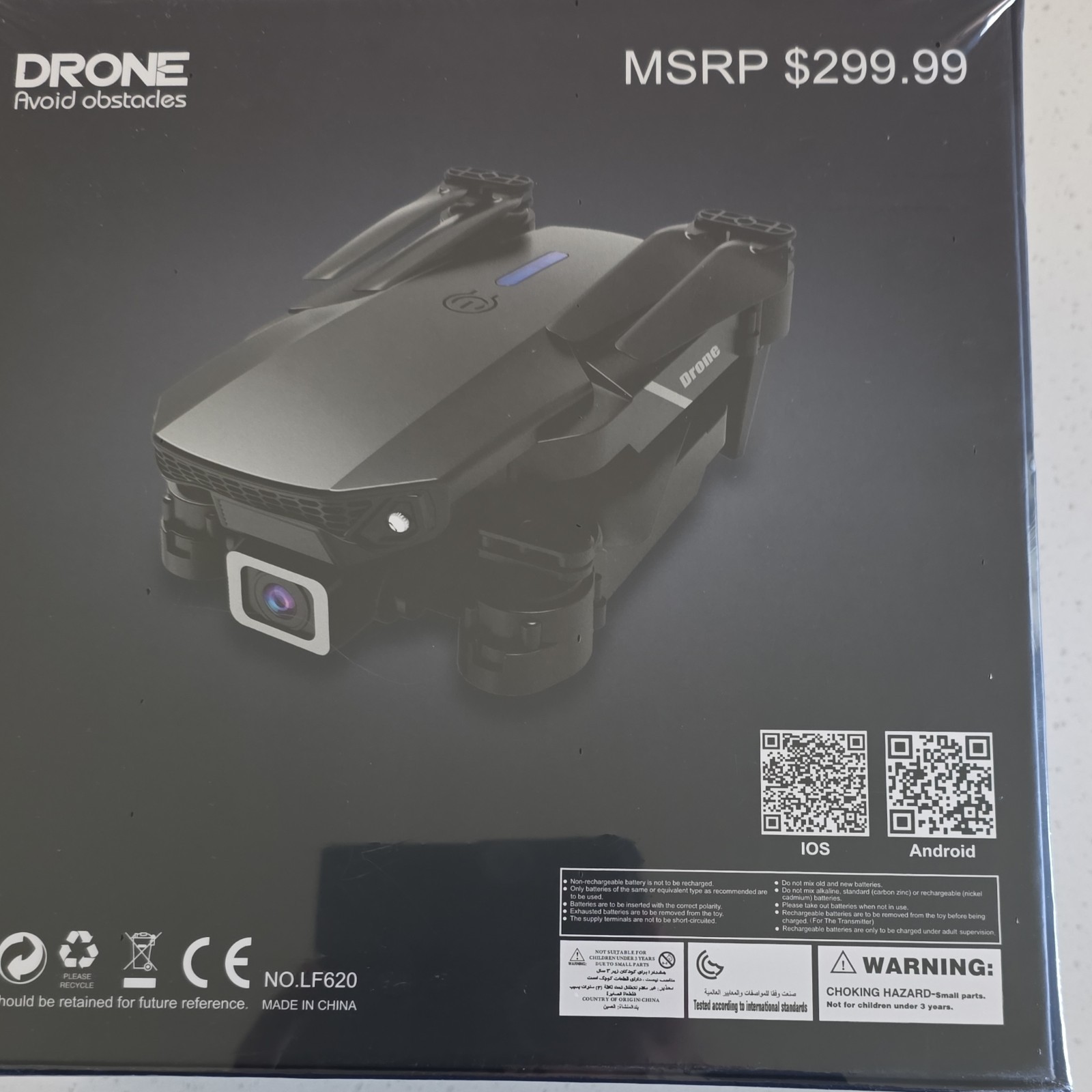 Drone LF620 Obstacle Avoidance Quadcopter with Camera, App Control, Black