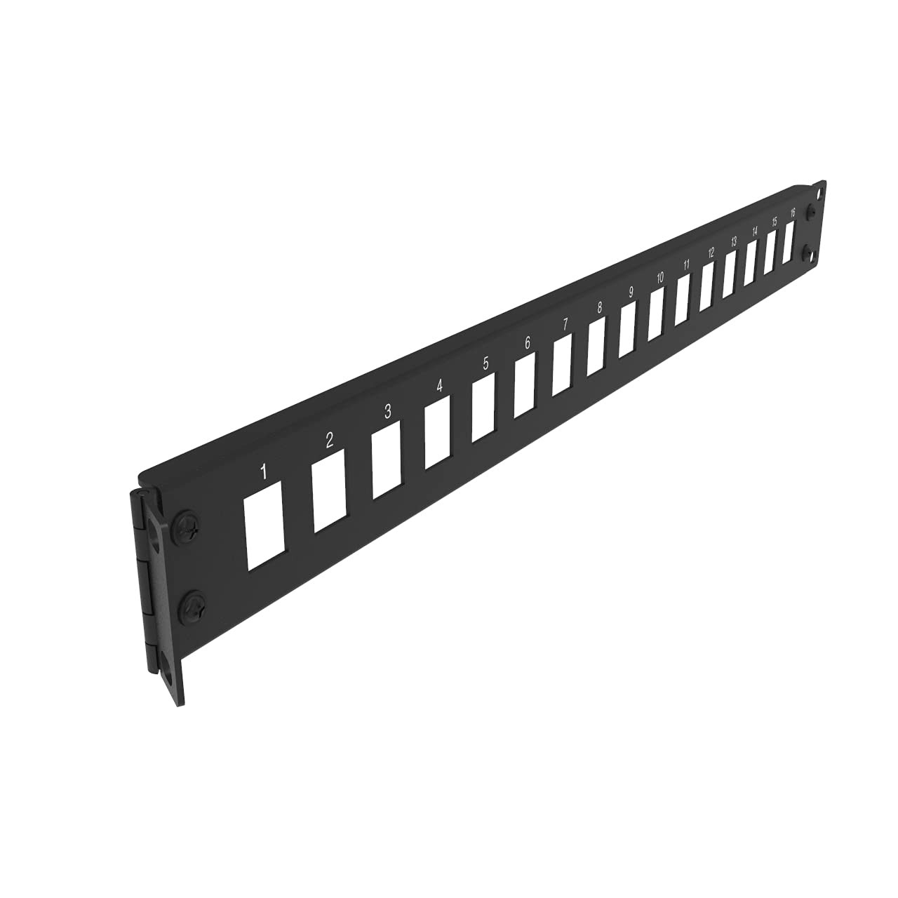 1U 16Port Hinged Blank Patch Panel Keystone Jack 19 Inch Rackmount Black