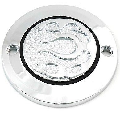 V-Twin 42-0474 Chrome Flame Timer Points Cover for Evo 84-99 & Sportster 04-22