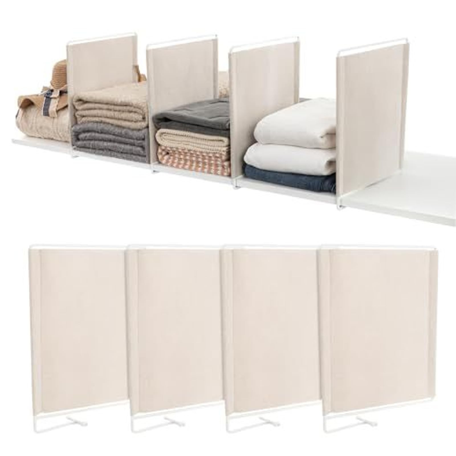 Fabric Shelf Dividers - Versatile Towel Organizer for Closet - Dividers for S...