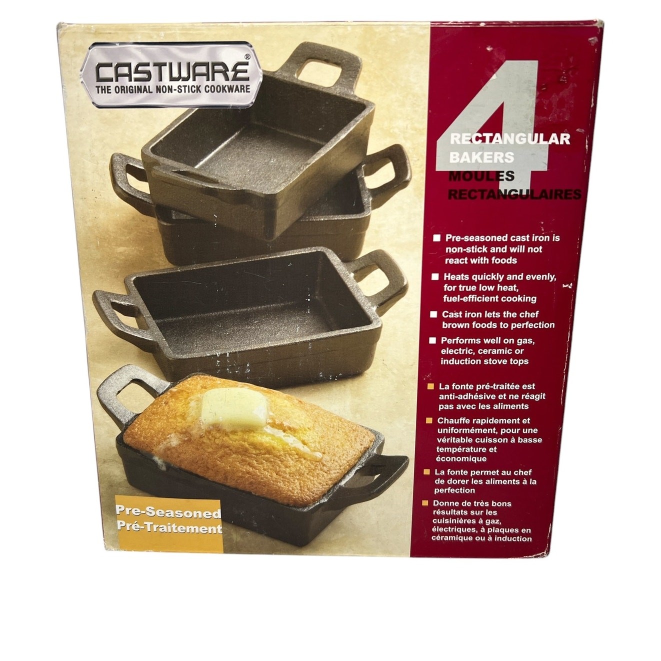 Castware Non Stick Set of 4 Mini Rectangular Baker Cookware