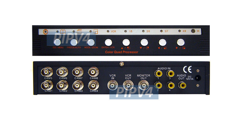 8-Channel BNC Quad Multi-View Video Split Screen Multiplexer With Audio Support