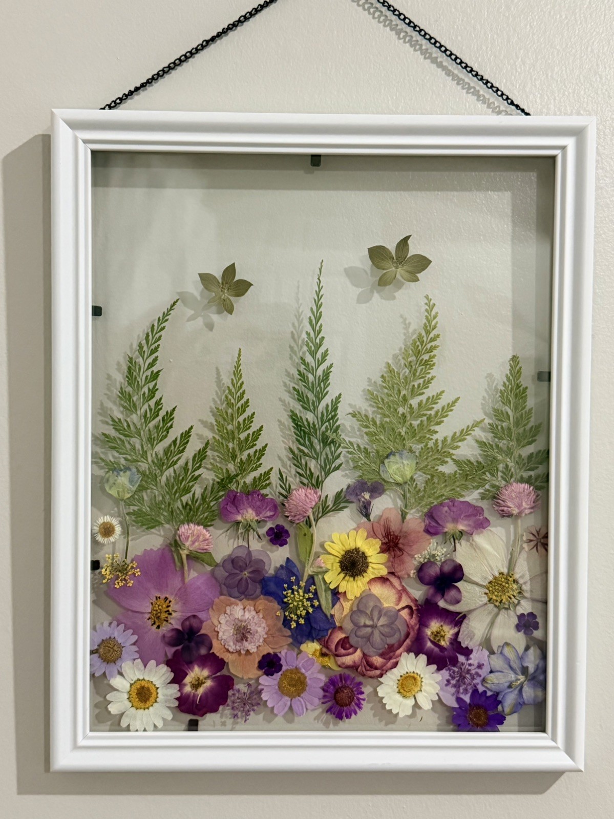 Handmade Pressed Flower Artwork In Hanging Frame