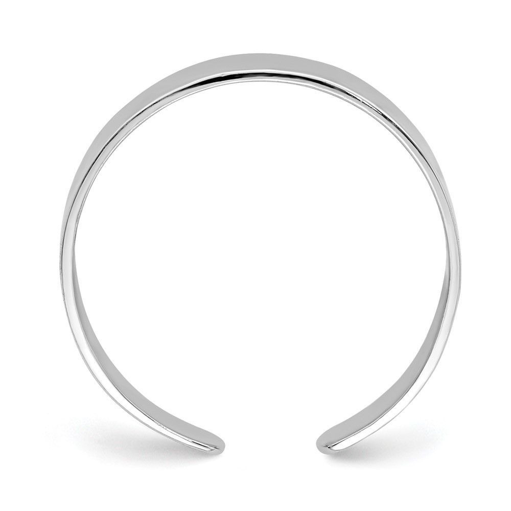 14k White Gold Polished Adjustable 3mm Band Toe Ring 0.85g