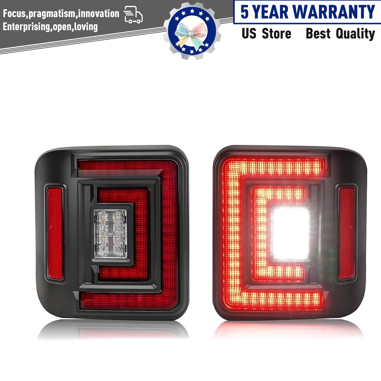For Jeep Wrangler JL 2018-2025 Lighting Flush Mount LED Tail Lights Rear Lights