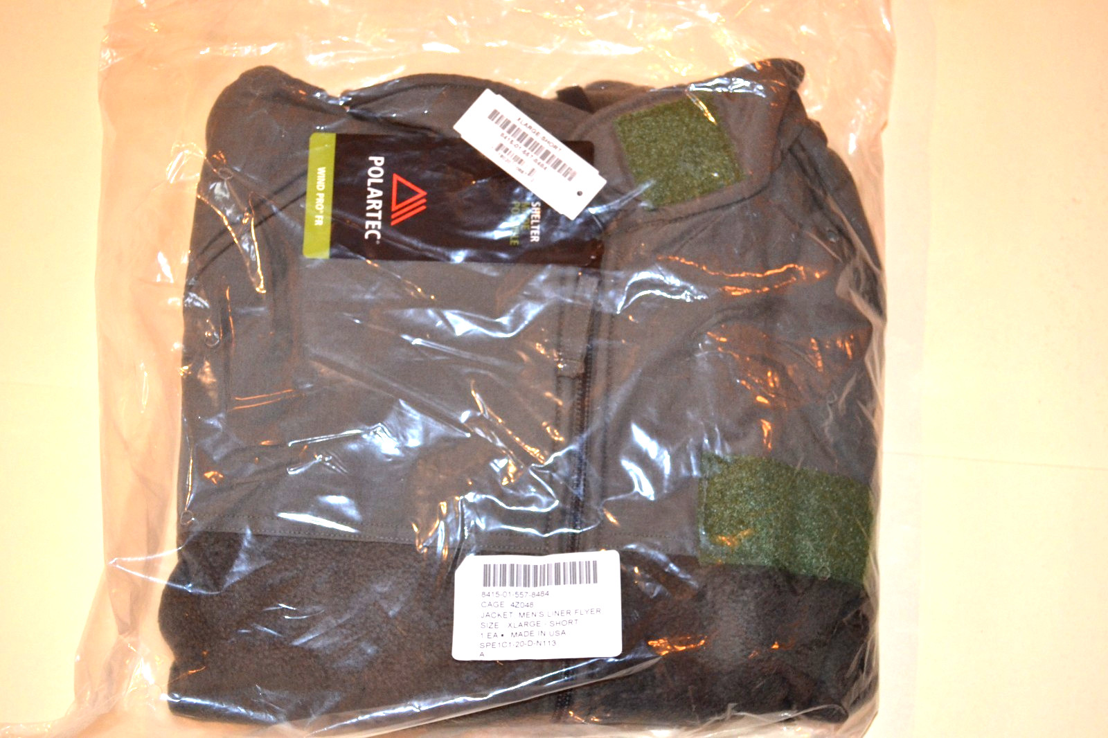 POLARTEC NAVAIR Flyer's Jacket FR Fleece Liner Man's CWU-100P Wind Pro XL SHORT