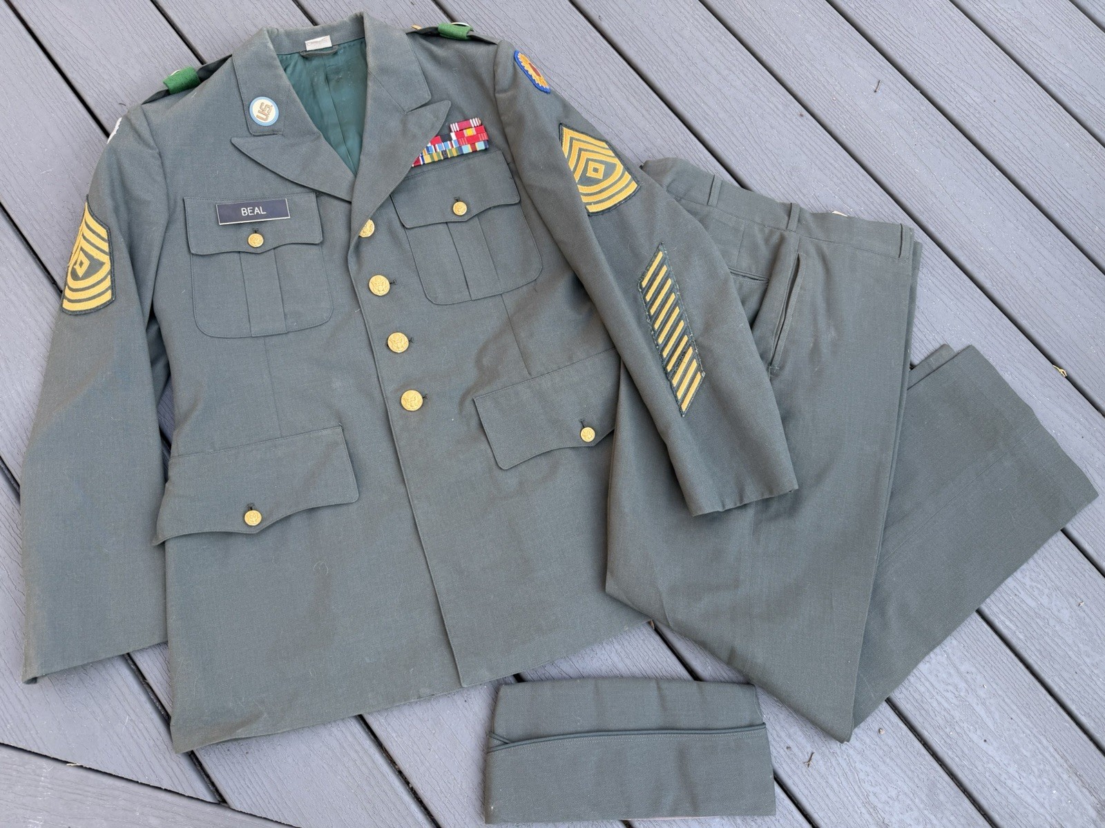 US Army Class A Green Uniform Sergeant Major E9 101st Airborne Named BEAL