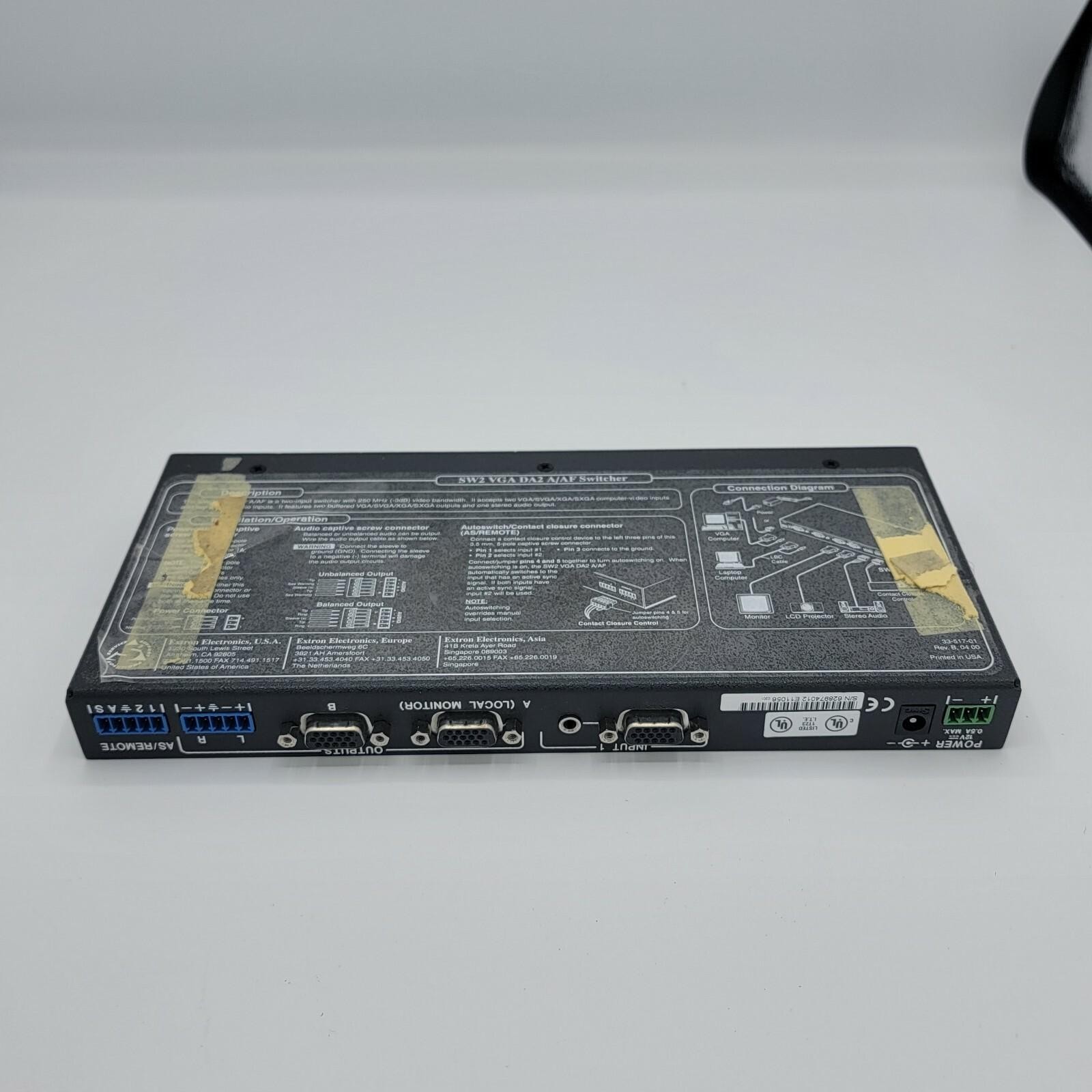 Extron Switch Active SW2 VGA DA2 A A/AF Switcher NO POWER SUPPLY