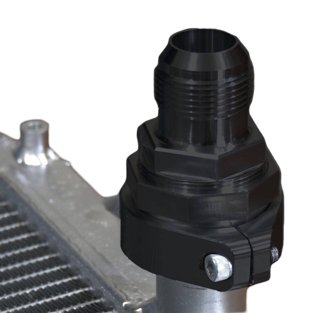 Black Radiator Compression Fitting -20AN; NO WELDING REQUIRED; 1.25" Diameter