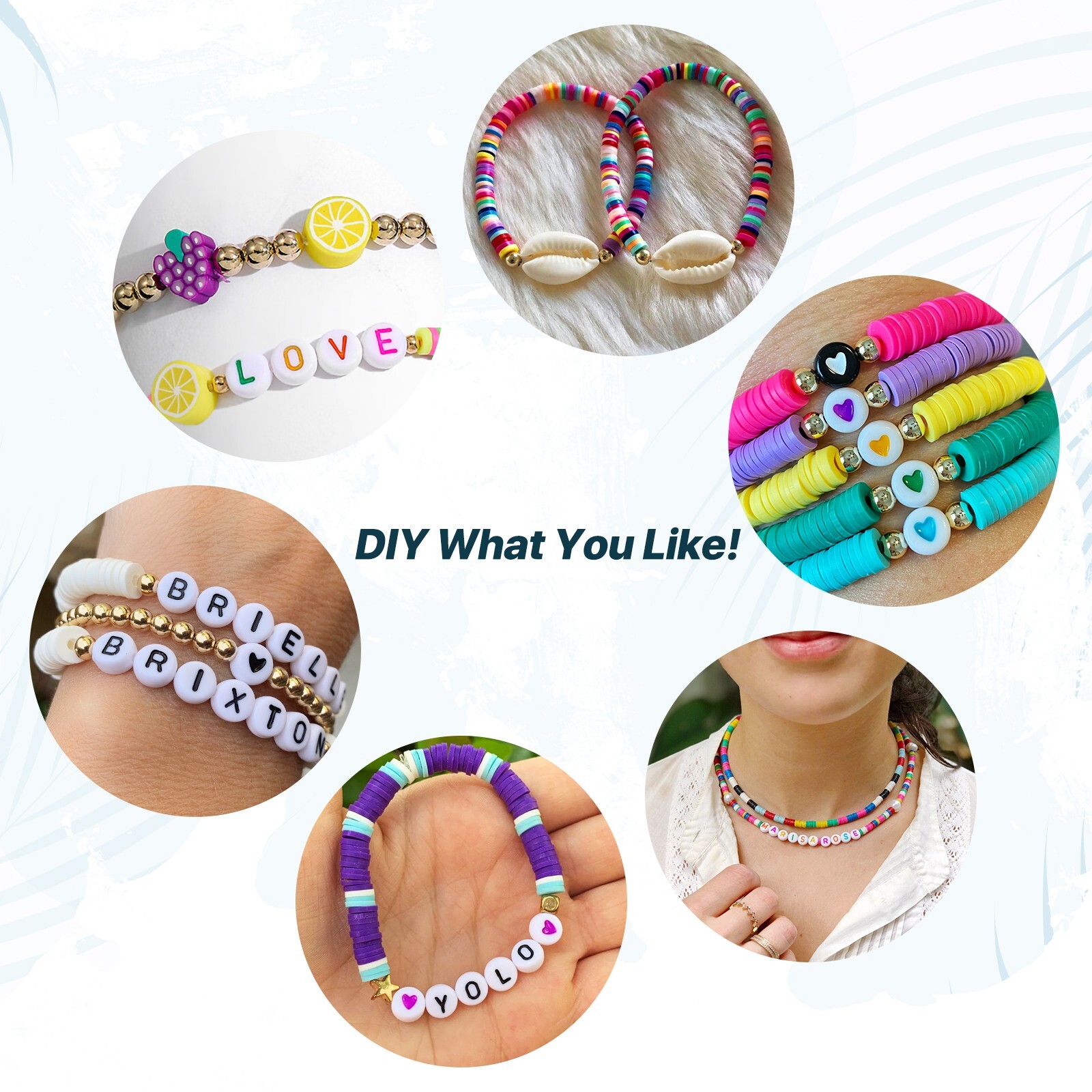4080pcs Clay Beads Kit Flat Polymer Round Disc DIY Bracelet Jewelry Making Set