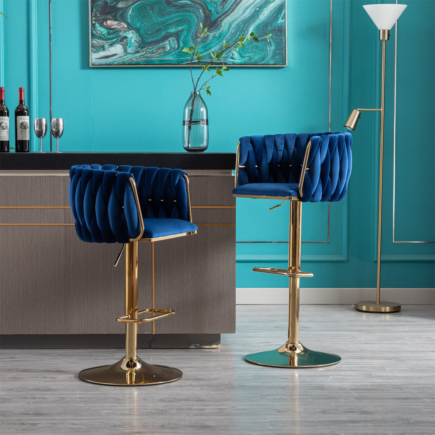 Set of 2 Swivel Bar Stool Adjustable Counter Height Kitchen Dining Chairs New