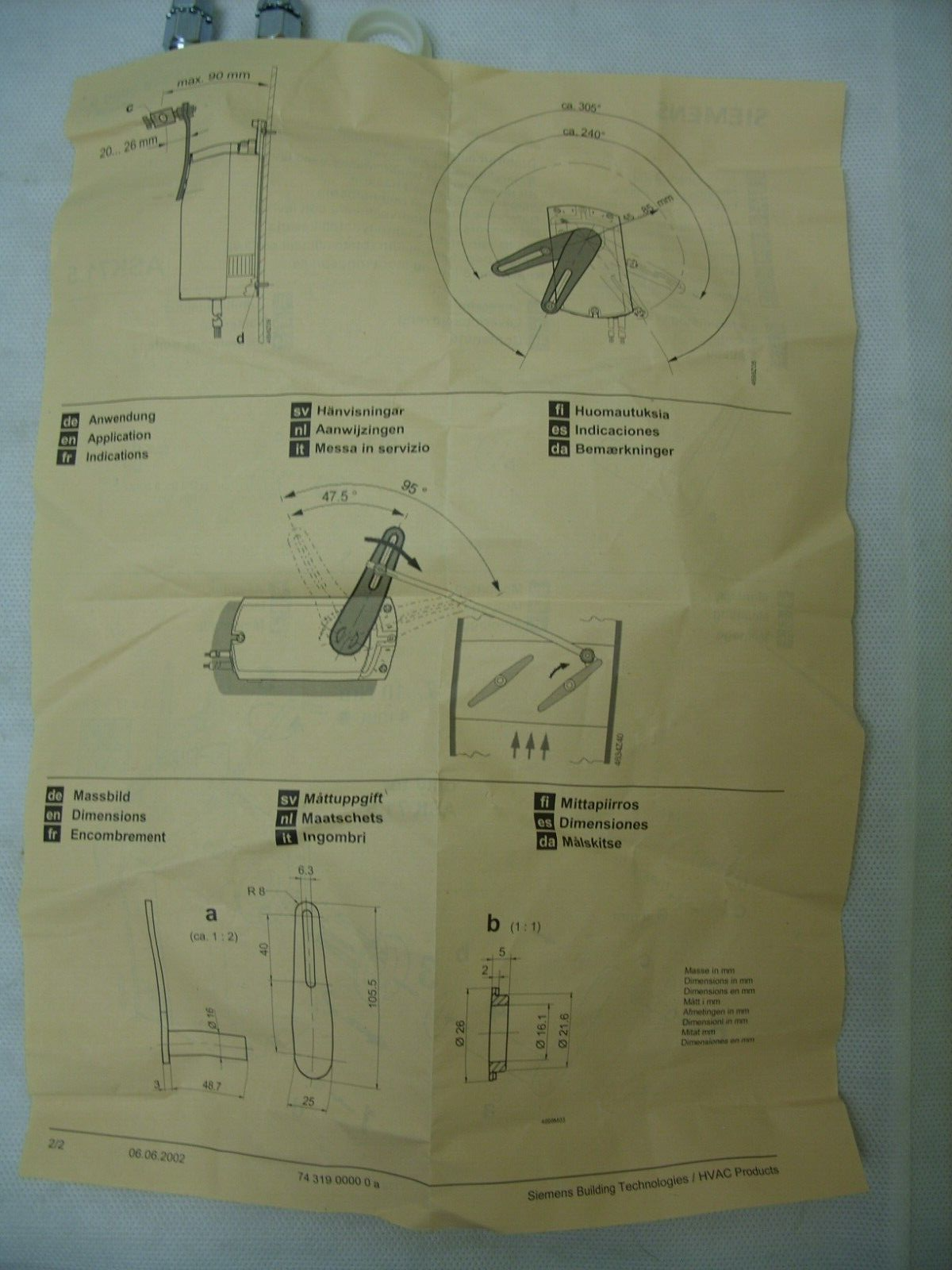 SIEMENS - Rotary/Linear Actuator Mounting Hardware Kit - ASK71.5 - NOS
