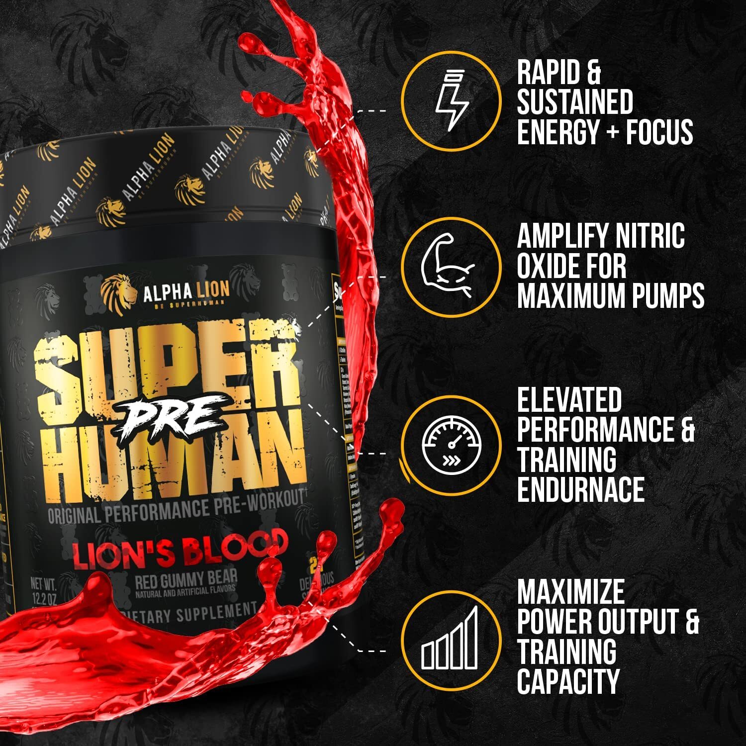 Alpha Lion Super Human Pre Original Hardcore Pre Workout 42 Scoops 5 Flavors New