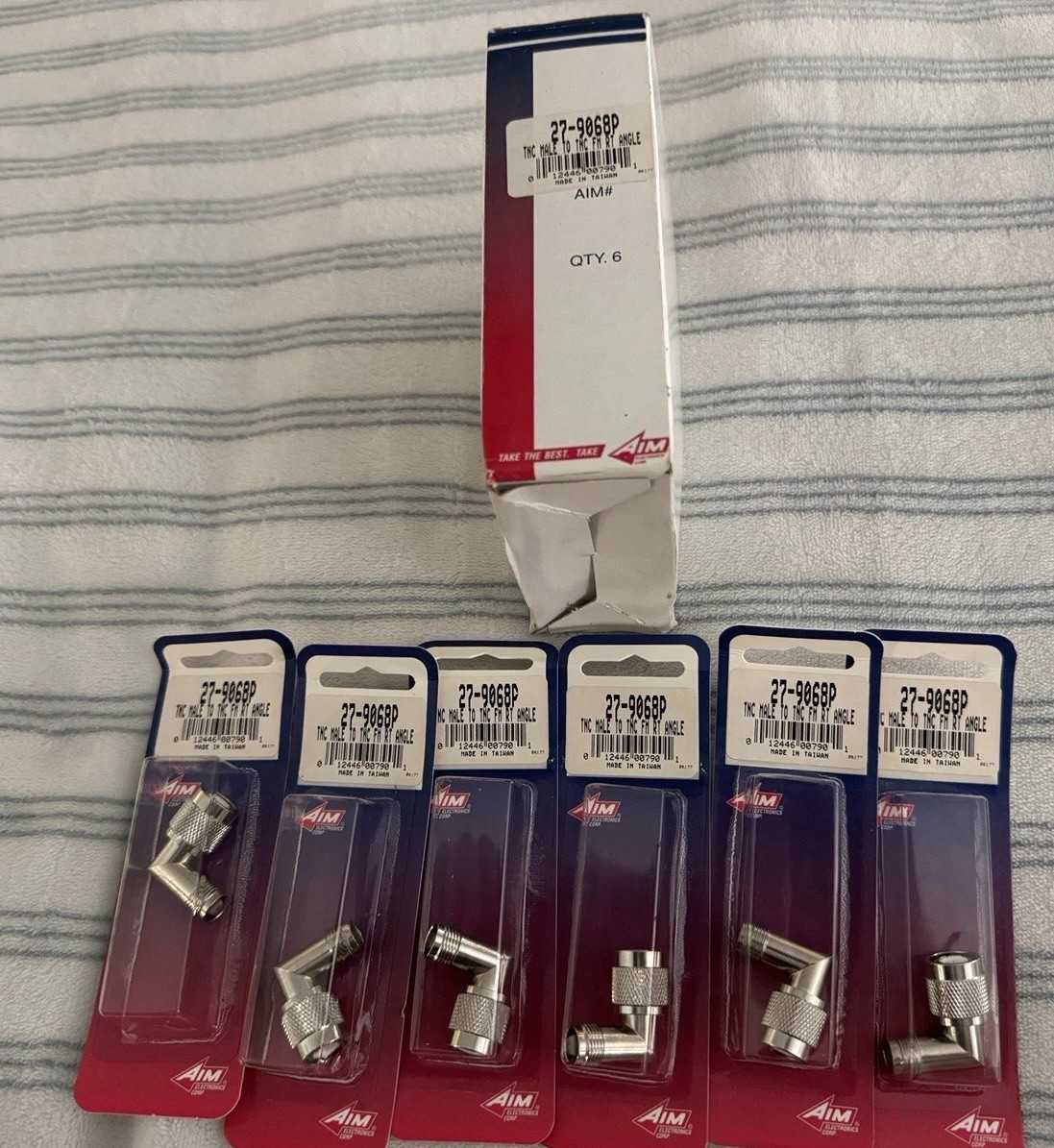 (6) AIM TNC Male Plug To TNC Female Right Angle Adapter RF Connector 27-9068P
