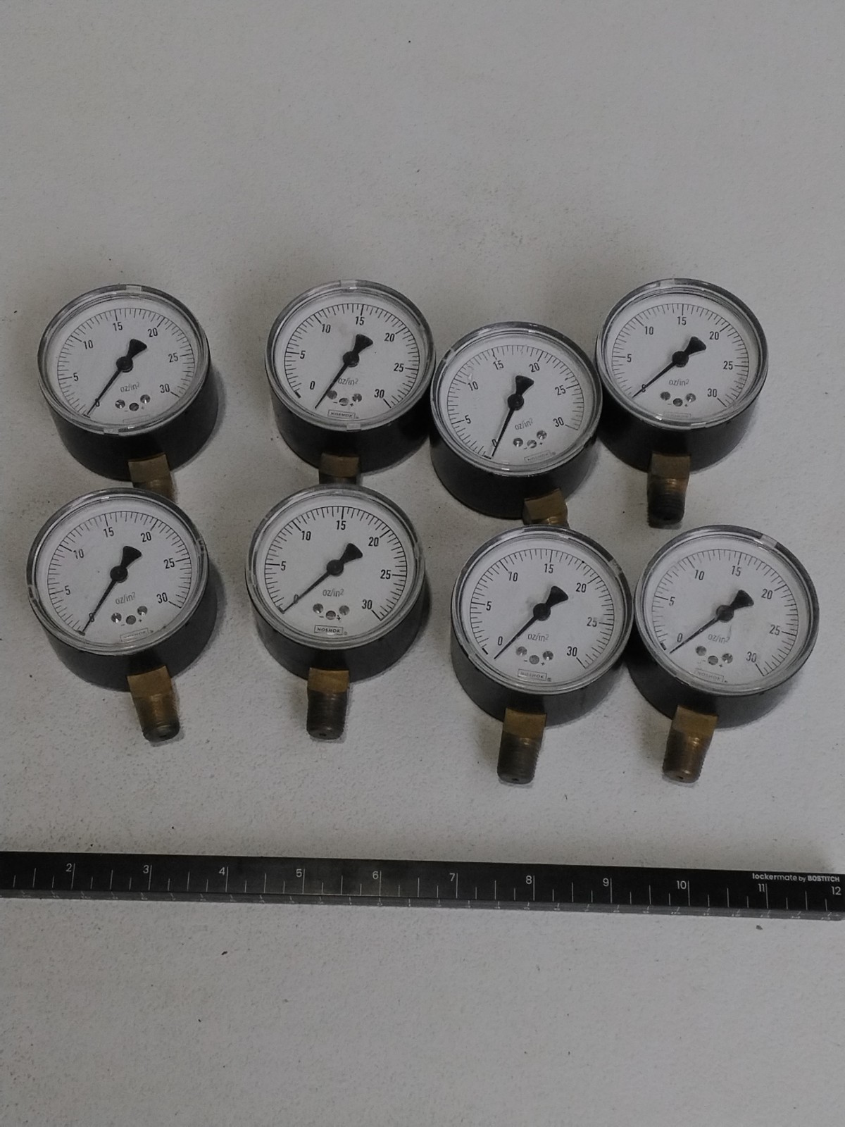 NoShok Industrial Ounce Per Inch Gauges Brass Ss316 Lot Of 8