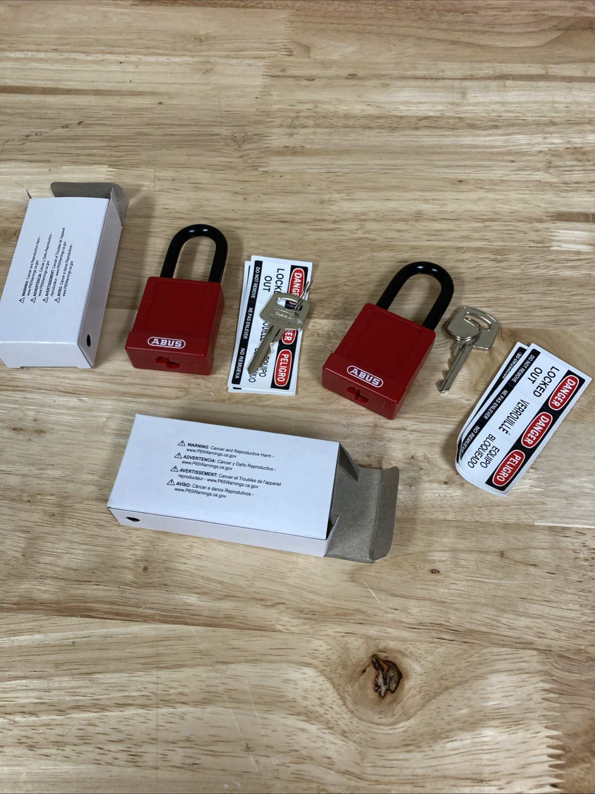 2 Pack ABUS 74/40 Lockout Lock Red With One Key New