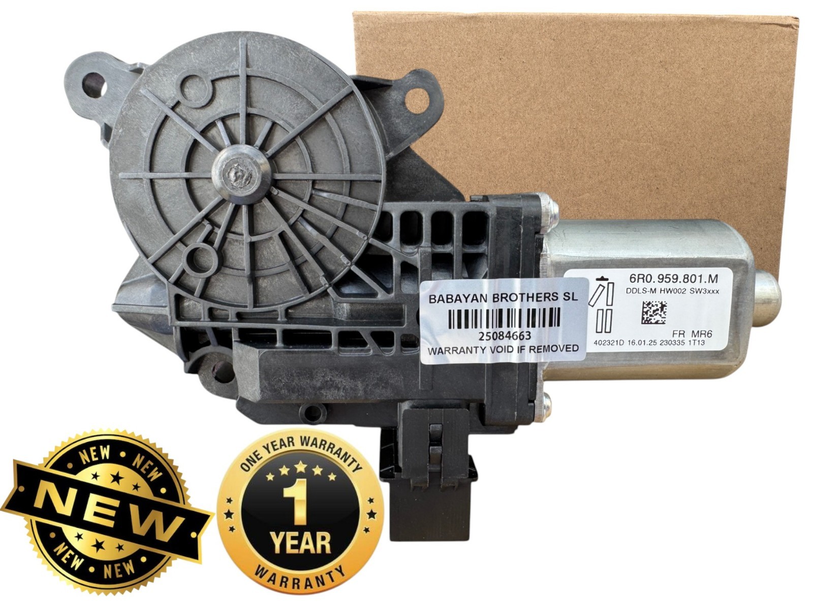NEW 6R0959801M VOLKSWAGEN SKODA SEAT WINDOW MOTOR 1 YEAR WARRANTY