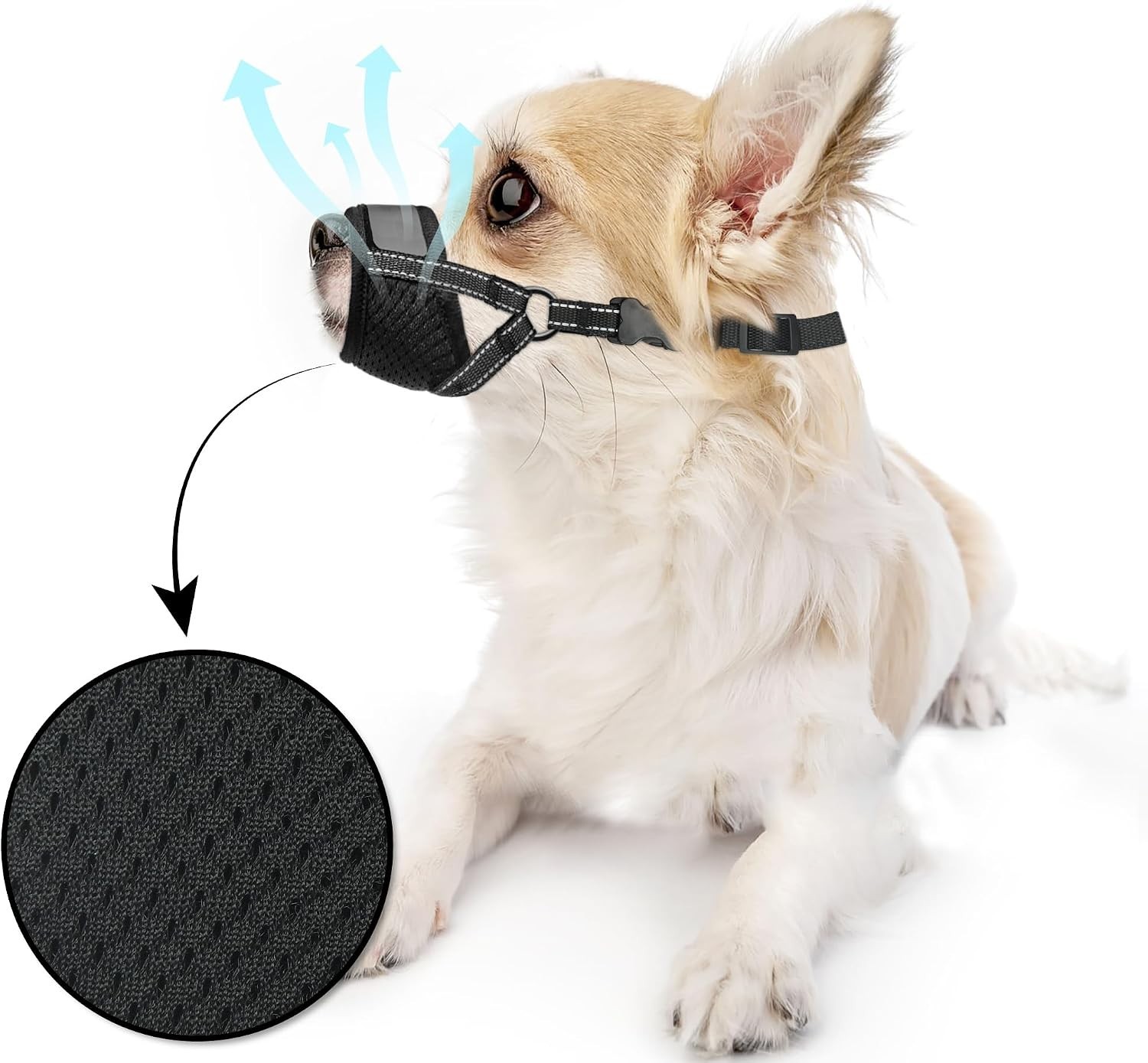 Dog Muzzle for Small Dogs - Soft Nylon Breathable Muzzle for Small Dog with A...