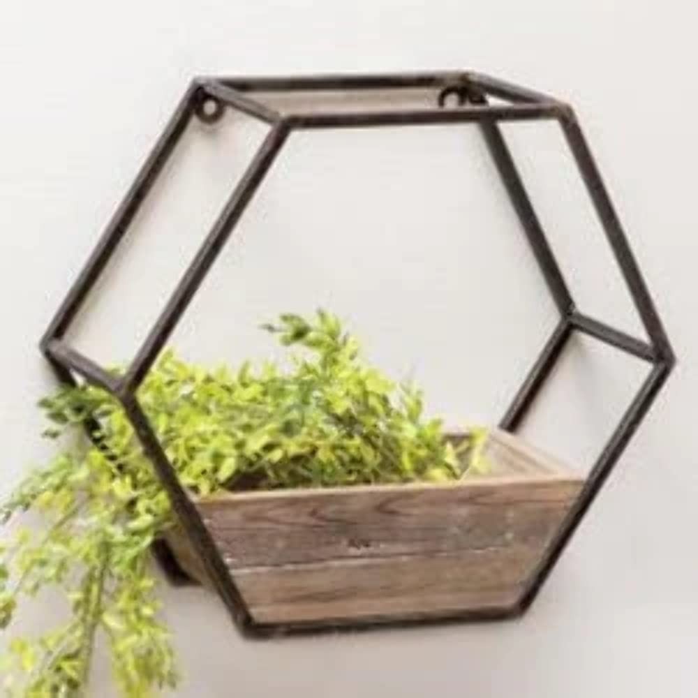CWI Gifts CWI Wood Metal Hexagon Wall Planter Everyday Use Lifestyle Functional