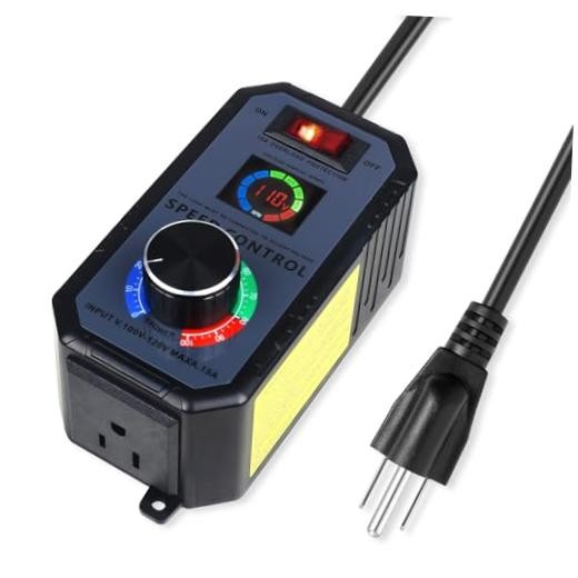 Upgraded AC Motor Speed Controller with Large LED Percentage Display, 120V 15A