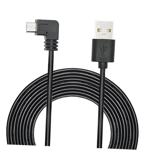 90 Degree Dash Cam Micro USB Power Cord 11FT, Right Micro USB Right Angle 3.5M