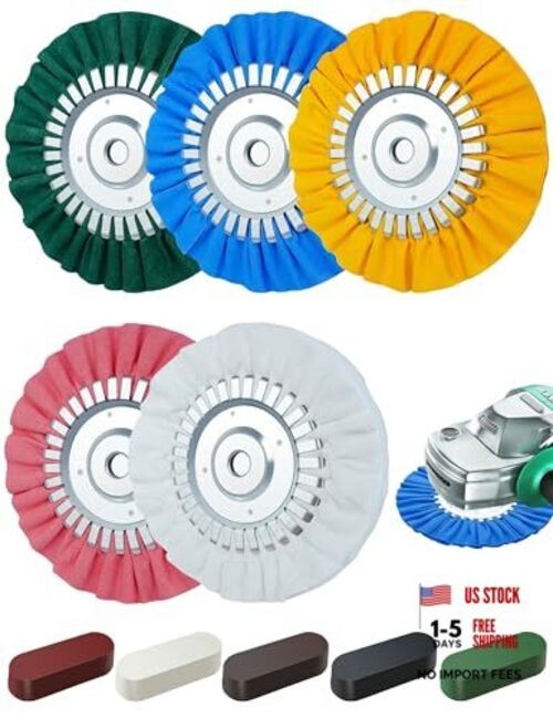 10PCS 8" Airway Buffing Wheel Kit, 16-Ply Aluminum Wheel Polish Kit in 5/8