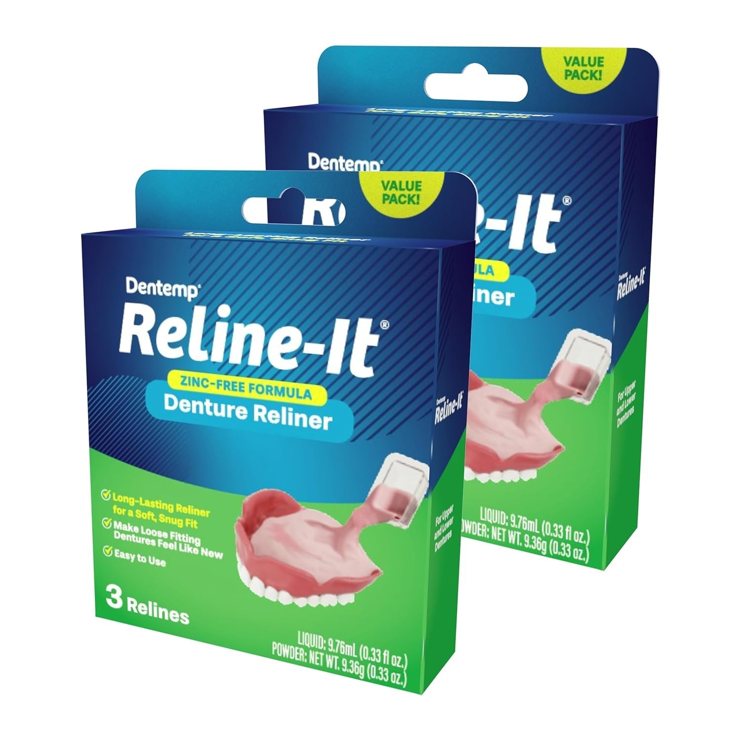 Denture Reline Kit Value Pack - Advanced Formula Reline It Denture Reliner - ...